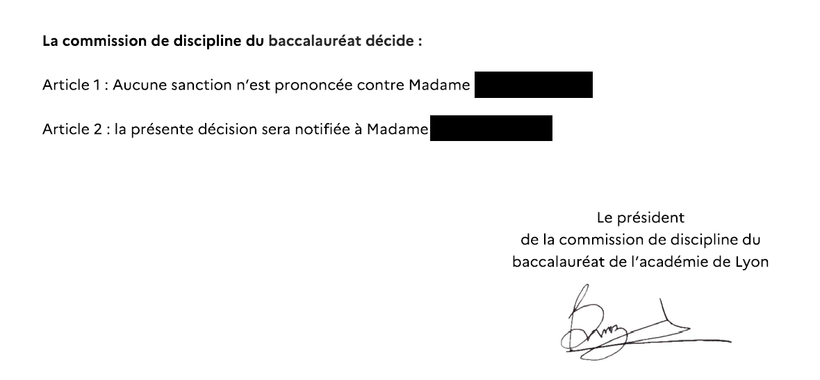 Suspicion de fraude au baccalauréat : le cabinet parvient à éviter la sanction