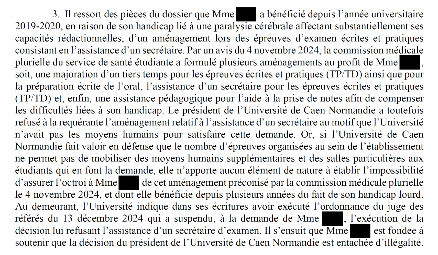 Etudiant en situation de handicap : annulation d'un refus de mettre en place les aménagements à l'Université