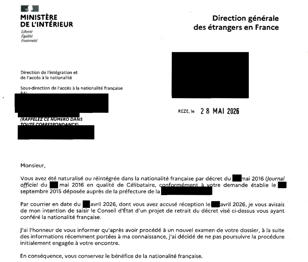 Victoire dans une contestation de retrait de la nationalité française !